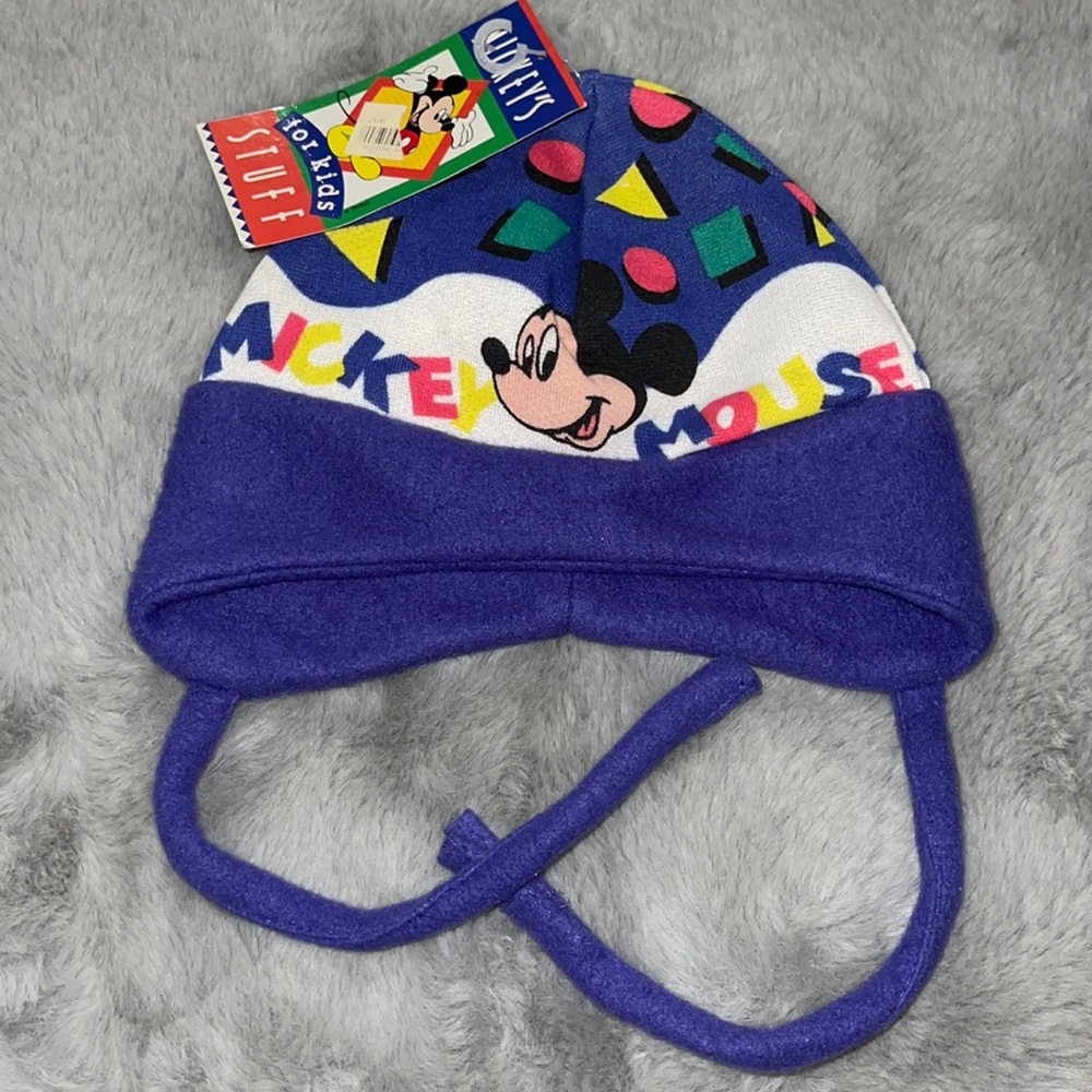 Vintage Disney Mickey Mouse Hat Fleece Winter Baby Toddler NEW Old Stock